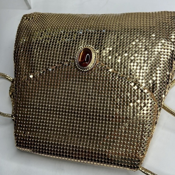 Whiting and Davis Gold Mesh Metallic Chain Envelope Shoulder Crossbody Bag - Picture 7 of 14